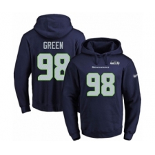 Football Men's Seattle Seahawks #98 Rasheem Green Navy Blue Name & Number Pullover Hoodie