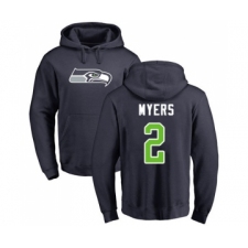 Football Seattle Seahawks #2 Jason Myers Navy Blue Name & Number Logo Pullover Hoodie