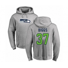 Football Seattle Seahawks #37 Quandre Diggs Ash Name & Number Logo Pullover Hoodie