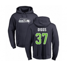 Football Seattle Seahawks #37 Quandre Diggs Navy Blue Name & Number Logo Pullover Hoodie