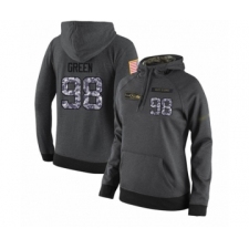 Football Women's Seattle Seahawks #98 Rasheem Green Stitched Black Anthracite Salute to Service Player Performance Hoodie