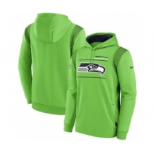 Men's Seattle Seahawks 2021 Neon Green Sideline Logo Performance Pullover Hoodie