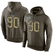 NFL Nike Seattle Seahawks #90 Jarran Reed Green Salute To Service Men's Pullover Hoodie