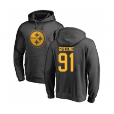 Football Pittsburgh Steelers #91 Kevin Greene Ash One Color Pullover Hoodie