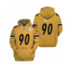 Men's Pittsburgh Steelers #90 T.J. Watt 2021 Yellow Pullover Football Hoodie