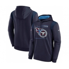 Men's Tennessee Titans 2021 Navy Sideline Logo Performance Pullover Hoodie