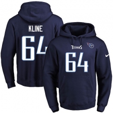 NFL Men's Nike Tennessee Titans #64 Josh Kline Navy Blue Name & Number Pullover Hoodie