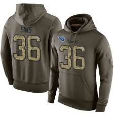 NFL Nike Tennessee Titans #36 LeShaun Sims Green Salute To Service Men's Pullover Hoodie