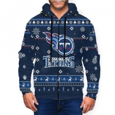 Titans Team Christmas Ugly Men's Zip Hooded Sweatshirt