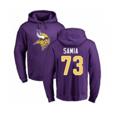 Football Minnesota Vikings #73 Dru Samia Purple Name & Number Logo Pullover Hoodie