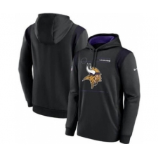Men's Minnesota Vikings 2021 Black Sideline Logo Performance Pullover Hoodie