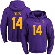 NFL Men's Nike Minnesota Vikings #14 Stefon Diggs Purple(Gold No.) Name & Number Pullover Hoodie