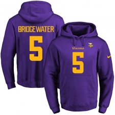 NFL Men's Nike Minnesota Vikings #5 Teddy Bridgewater Purple(Gold No.) Name & Number Pullover Hoodie