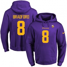NFL Men's Nike Minnesota Vikings #8 Sam Bradford Purple(Gold No.) Name & Number Pullover Hoodie