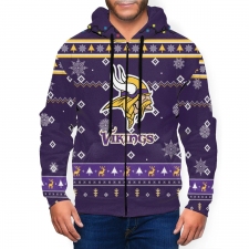 Vikings Team Christmas Ugly Men's Zip Hooded Sweatshirt