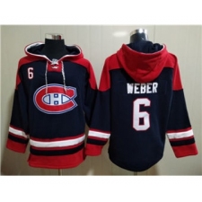 Men's Montreal Canadiens #6 Shea Weber Navy Ageless Must-Have Lace-Up Pullover Hockey Hoodie
