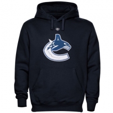 NHL Men's Vancouver Canucks Old Time Hockey Big Logo with Crest Pullover Hoodie - Navy Blue