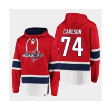 Men's Washington Capitals #74 John Carlson Red All Stitched Sweatshirt Hoodie