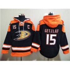 Men's Anaheim Ducks #15 Ryan Getzlaf Black Ageless Must-Have Lace-Up Pullover Hockey Hoodie