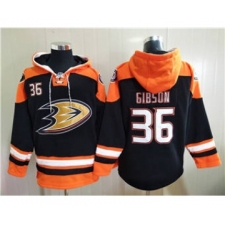 Men's Anaheim Ducks #36 John Gibson Black Ageless Must-Have Lace-Up Pullover Hockey Hoodie