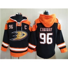 Men's Anaheim Ducks #96 Charlie Conway Black Ageless Must-Have Lace-Up Pullover Hockey Hoodie