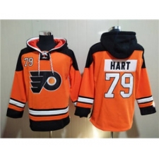Men's Philadelphia Flyers #79 Carter Hart Orange Ageless Must-Have Lace-Up Pullover Hockey Hoodie