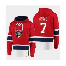 Men's Florida Panthers #7 Radko Gudas Red Ageless Must-Have Lace-Up Pullover Hoodie