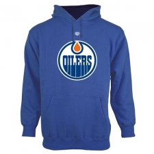NHL Men's Edmonton Oilers Old Time Hockey Big Logo with Crest Pullover Hoodie - Royal Blue