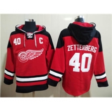 Men's Detroit Red Wings #40 Henrik Zetterberg Red Ageless Must-Have Lace-Up Pullover Hockey Hoodie