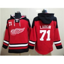 Men's Detroit Red Wings #71 Dylan Larkin Red Ageless Must-Have Lace-Up Pullover Hockey Hoodie