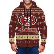 49ers Team Christmas Ugly Men's Zip Hooded Sweatshirt