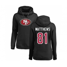 Football Women's San Francisco 49ers #81 Jordan Matthews Black Name & Number Logo Pullover Hoodie