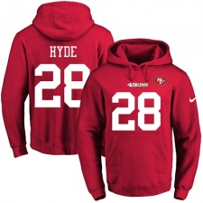 NFL Men's Nike San Francisco 49ers #28 Carlos Hyde Red Name & Number Pullover Hoodie