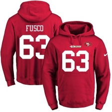 NFL Men's Nike San Francisco 49ers #63 Brandon Fusco Red Name & Number Pullover Hoodie