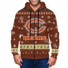 Bears Team Christmas Ugly Men's Zip Hooded Sweatshirt