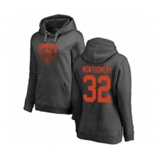 Football Women's Chicago Bears #32 David Montgomery Ash One Color Pullover Hoodie