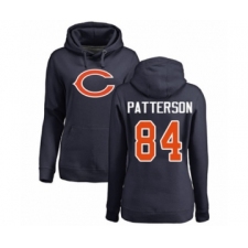 Football Women's Chicago Bears #84 Cordarrelle Patterson Navy Blue Name & Number Logo Pullover Hoodie