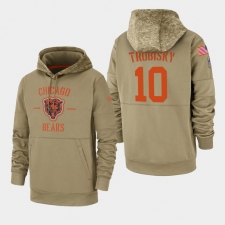 Men's Chicago Bears #10 Mitchell Trubisky 2019 Salute to Service Sideline Therma Pullover Hoodie - Tan