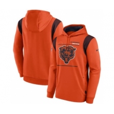 Men's Chicago Bears 2021 Orange Sideline Logo Performance Pullover Hoodie