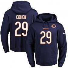 NFL Men's Nike Chicago Bears #29 Tarik Cohen Navy Blue Name & Number Pullover Hoodie
