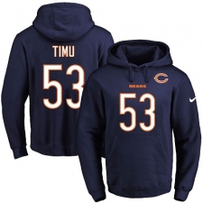 NFL Men's Nike Chicago Bears #53 John Timu Navy Blue Name & Number Pullover Hoodie