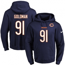 NFL Men's Nike Chicago Bears #91 Eddie Goldman Navy Blue Name & Number Pullover Hoodie