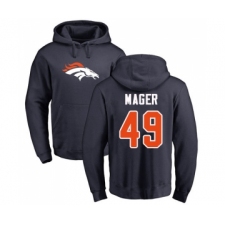 Football Denver Broncos #49 Craig Mager Navy Blue Name & Number Logo Pullover Hoodie