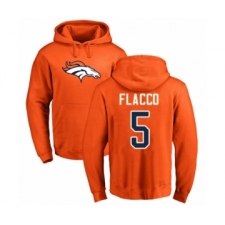 Football Denver Broncos #5 Joe Flacco Orange Name & Number Logo Pullover Hoodie