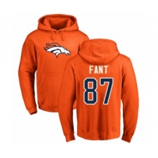 Football Denver Broncos #87 Noah Fant Orange Name & Number Logo Pullover Hoodie