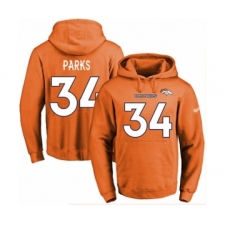 Football Men's Denver Broncos #34 Will Parks Orange Name & Number Pullover Hoodie
