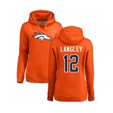 Football Women's Denver Broncos #12 Brendan Langley Orange Name & Number Logo Pullover Hoodie