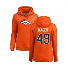 Football Women's Denver Broncos #49 Craig Mager Orange Name & Number Logo Pullover Hoodie