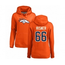Football Women's Denver Broncos #66 Dalton Risner Orange Name & Number Logo Pullover Hoodie