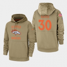 Men's Denver Broncos #30 Terrell Davis 2019 Salute to Service Sideline Therma Pullover Hoodie - Tan